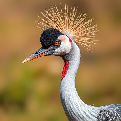 The diverse birdlife of Uganda, showcasing a colorful Grey Crowned Crane, the national bird of Uganda